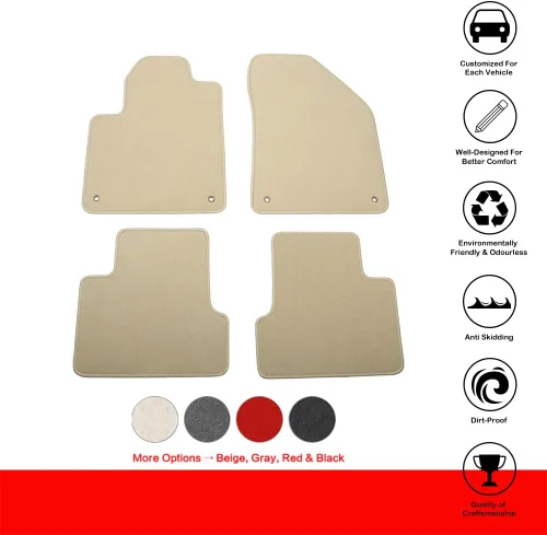 Vista 2 de IKON MOTORSPORTS, Alfombrillas de nailon para automóvil compatibles con Jeep Cherokee 4DR 2014-2023, alfombras de automóvil de pasajeros color beige
