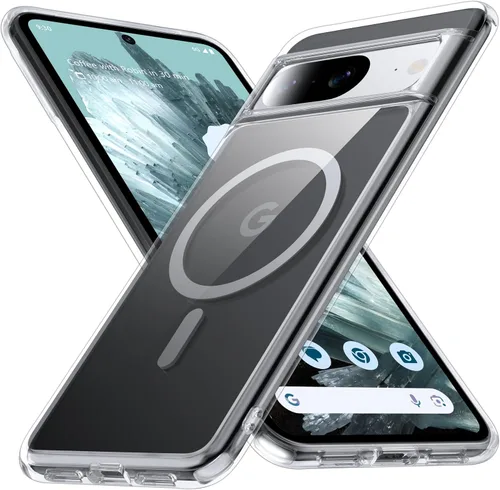Vista 15 de Funda para Google Pixel 8 Pro con MagSafe [Soporte Ajustable][Carga Mientras Está de Pie][Militar a Prueba de Golpes] Parachoques de Silicona Suave