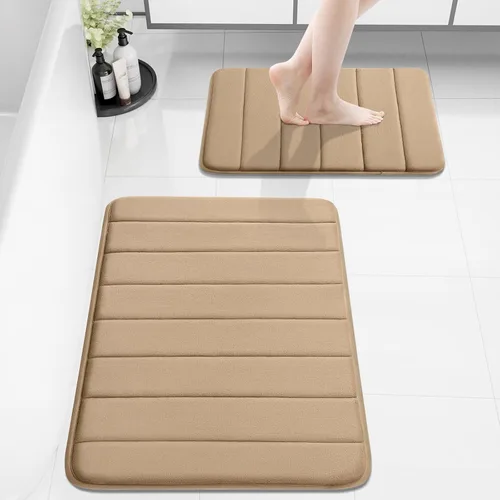Vista 69 de Buganda Juego de 2 alfombras y tapetes de baño de espuma viscoelástica, lavables a máquina, suaves, antideslizantes, absorbentes, para baño, ducha