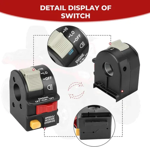 Vista 5 de Interruptor de luz de faro delantero para Polaris Sportsman-400/450/500/550/570/600/700/800/850/1000 Scrambler-850/1000 ATP-330/500 Scrambler-500