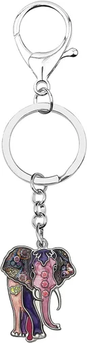 Vista 4 de BAMAY Llaveros de elefante africano de aleación esmaltada, animales de la selva, monedero, llaveros para regalos para mujeres y niñas
