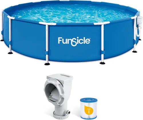 Vista 10 de Funsicle Actividad 8' x 30" Piscina redonda sobre el suelo, incluye bomba de filtro FiltraBoost 400 GPH con AutoSkimmer, cartucho de filtro tipo I