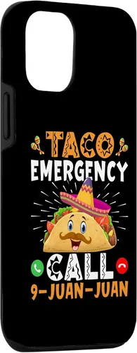 Vista 3 de iPhone 15 Taco Emergency Call Nine-Juan-Juan, divertido estuche para disfraces de tacos