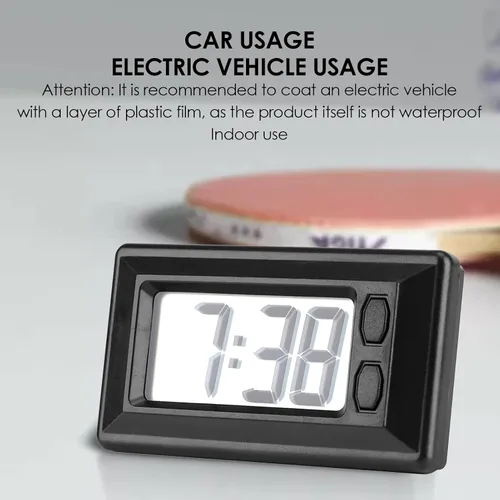 Vista 3 de GLOGLOW Reloj despertador digital ultrafino con calendario y temperatura, reloj electrónico LCD autoadhesivo para tablero de automóvil, oficina