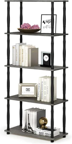 Vista 90 de Furinno Turn-N-Tube Organizador de encimera de cocina, estante organizador de encimera de esquina de 2 niveles, estante esquinero, para cocina