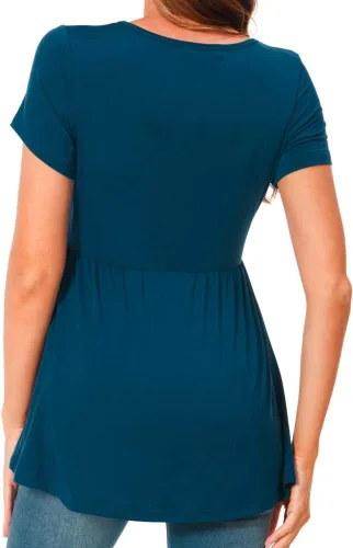 Vista 6 de Bearsland - Camisetas de maternidad de manga corta con cuello redondo para lactancia, ropa para el embarazo