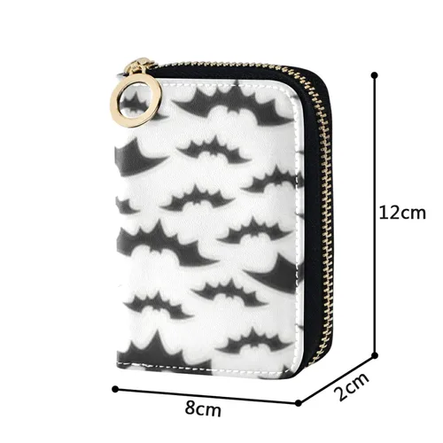Vista 4 de Oyihfvs Cartera de monedas de color negro sin costuras para tarjetas de crédito, color blanco y gris, bloqueo RFID, soporte compacto para tarjetas