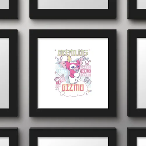 Vista 2 de Trends International Gallery Pops Gremlins - Arte de pared de Gizmo pastel, versión enmarcada negra, 12 x 12 pulgadas Versión con marco negro