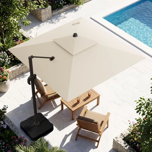 Vista 35 de Sombrilla voladiza para patio, 9 x 12 pies, sombrilla giratoria Beige