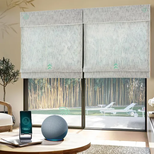 Vista 8 de Yoolax Persianas Romanas con Filtrado de Luz para Ventanas, Persianas Romanas Opacas Sin Cables, Muestra de Tela (Multicolor)