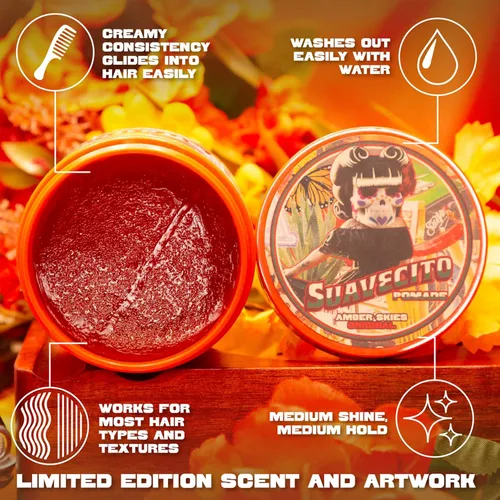 Vista 5 de Suavecito Pomade Original Hold For Men 4 oz, 1 paquete – Gel de cabello sin escamas de brillo medio como cera a base de agua – Fácil de lavar – Se