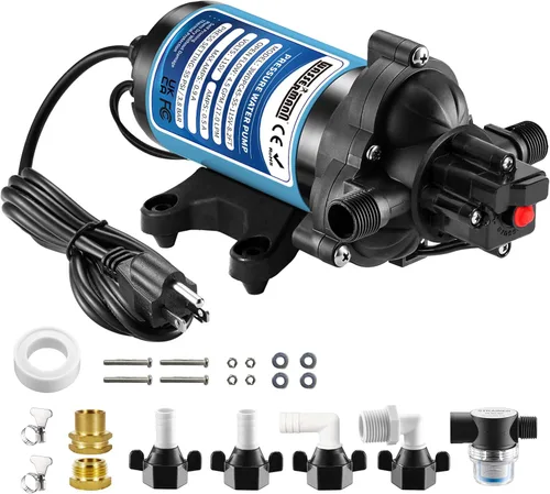 Vista 12 de WASSERMANN Bomba de Aumento de Presión de Agua de 115 Voltios AC 4.5GPM 55PSI, Bomba de Agua Autocebante de Diafragma con Interruptor de Presión