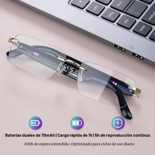 Vista 8 de Gafas de Traducción con IA, Gafas Bluetooth con Traductor en Tiempo Real para 164 Idiomas, Gafas Bluetooth Fotocromáticas con Bisagra de Resorte