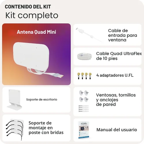 Vista 6 de Waveform QuadMini: Kit de antena de perfil bajo MIMO 4x4 Antena externa para enrutadores y gateways 4G/5G para Internet residencial T-Mobile