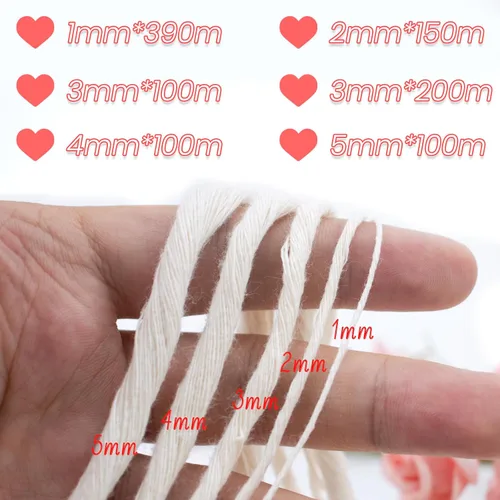 Vista 2 de JeogYong Cordón de macramé de un solo hilo 3 mm x 109 yardas (328 pies) Cuerda de algodón suave Hilo de macramé de 3 mm, suministros de macramé