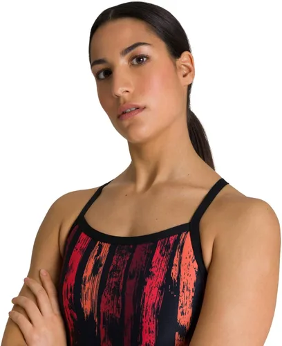 Vista 2 de Arena Women's Team Painted Stripes Challenge Back MaxLife One Piece Swimsuit