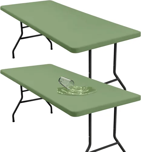 Vista 19 de Mantel rectangular elástico ajustable de 4 pies, funda de tela impermeable, mantel de poliéster lavable para cenas, fiestas, otoño