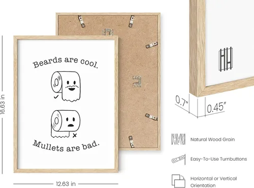 Vista 3 de HAUS AND HUES Decoración Divertida de Baño – Arte de Pared de Barba y Mullet, Letrero Humorístico de Baño, Impresión de Pared Divertida para Baño
