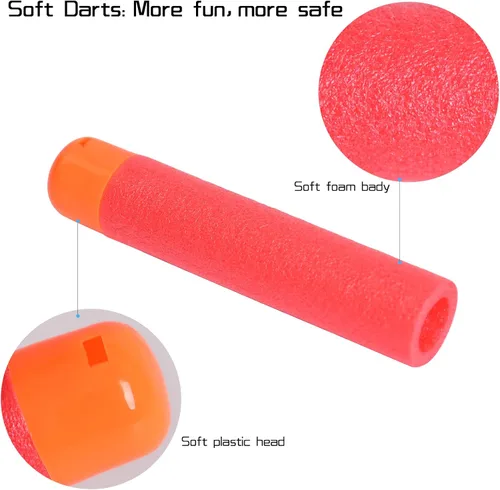 Vista 3 de Mega Dart - Paquete de repuesto de 180 piezas compatibles con pistolas Nerf N-Strike Mega Series, color rojo