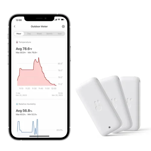 Vista 9 de SwitchBot IP65 Termómetro Higrómetro para interiores y exteriores inalámbrico Alcance Bluetooth de 394 pies, termómetro para refrigerador