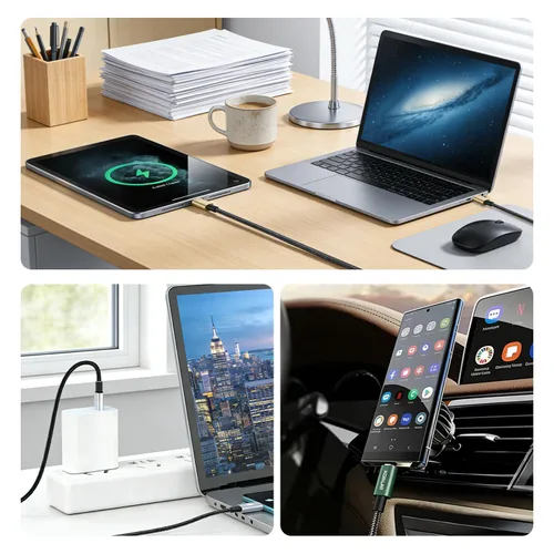 Vista 3 de Cable de carga rápida tipo C a tipo C de 240 W - Cable USB C para iPhone, MacBook Pro, iPad Pro, Samsung - Cable C a C para carga rápida