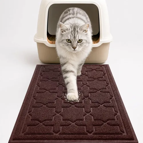 Vista 15 de Yimobra Tapete de arena para gatos, 24"x20" tapete con malla de bloqueo de arena, tapete suave para arena para gatos tapete atrapa arena, fácil