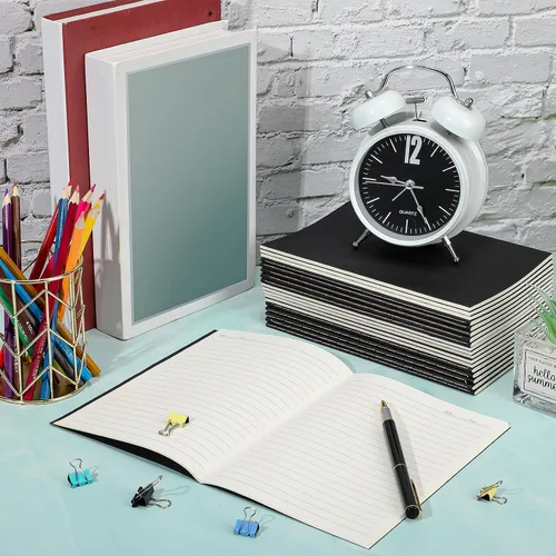 Vista 5 de Handepo 100 paquete de cuadernos de composición A5/A6 con líneas rayadas, cuadernos de composición de cartón Kraft a granel con cubierta suave