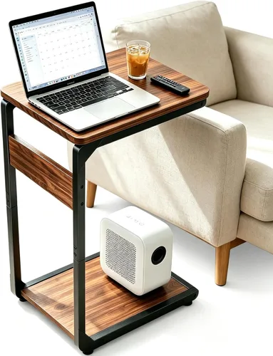 Vista 12 de Mesa auxiliar pequeña del sofá del pedestal de madera para el sofá, mesa Negro
