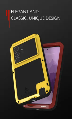 Vista 6 de LOVE MEI Funda de metal para Samsung Galaxy S24 Ultra, resistente al aire libre, de aluminio, de metal, militar, a prueba de golpes, protección Negro