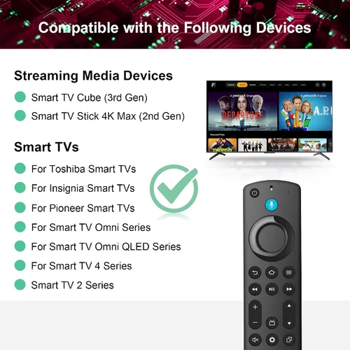 Vista 2 de Control remoto de repuesto para Amazon Smart TV Fire Stick, cubo de control remoto para Firestick (4K/4K Max/Stick Lite/TV Cube/HD), Fire Smart TV