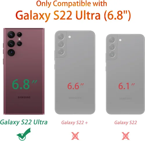 Vista 2 de Funda para Galaxy S22 Ultra, transparente para niñas y mujeres, resistente, a prueba de golpes, funda rígida para Samsung Galaxy S22 Ultra, azul