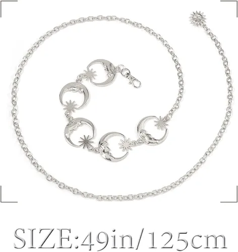 Vista 6 de Navoky Cadena de cintura de metal con colgante de sol cinturón de vientre cadenas de cuerpo accesorios de joyería para mujeres y niñas Transparente