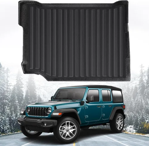 Vista 2 de Forro de carga prémium para Jeep Wrangler 4xe 2021-2025, 2026-2026-100% protección, tapete de maletero de automóvil de ajuste personalizado, tapete