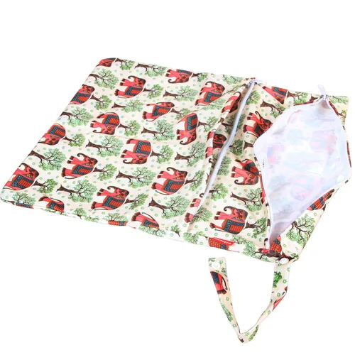 Vista 5 de Bolso organizador para pañales, ropa seca y húmeda ideal para viajar de Damero. 2 piezas., L, Elefantes Waterproof Reusable Travel Bags for