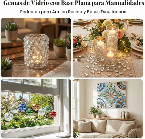 Vista 6 de FUTUREPLUSX 50 cuentas de vidrio transparente, canicas planas para rellenos