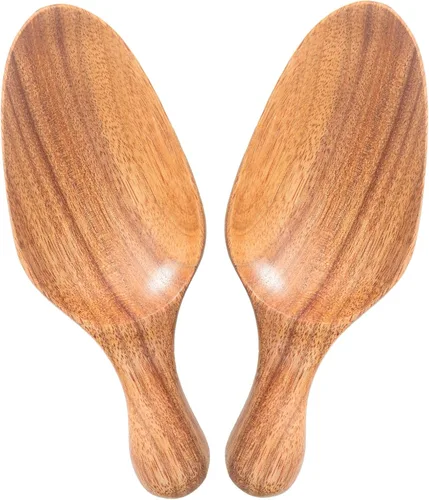 Vista 8 de Cuchara de café de madera, pala grande para café, 2 cucharas grandes de café molido, cucharas de sal de grano de madera, tarros de madera, cucharas