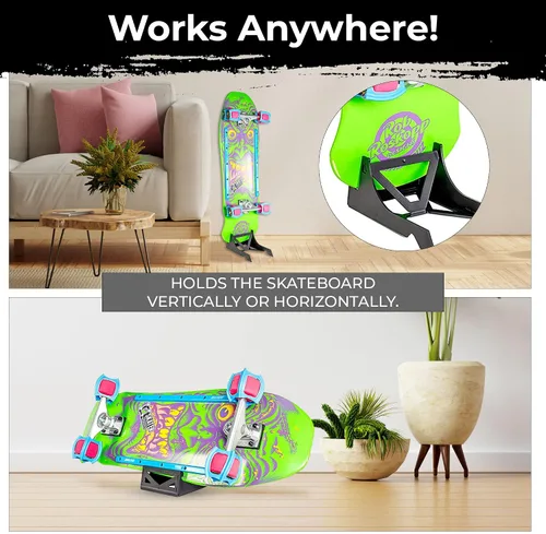 Vista 3 de Soporte para patineta Origami - Un soporte para patinaje por Skater Trainers - Almacena y exhibe - Mantén las tablas fuera de la pared - Una gran