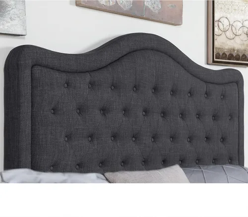 Vista 7 de Rosevera Grayson - Cama de cabecera ajustable con poliéster fino y acolchado de botones para dormitorio, matrimonial, carbono