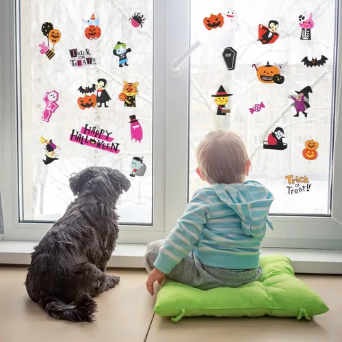 Vista 5 de Calcomanías de Halloween hinchadas para niños pequeños, hojas de calcomanías de espuma 3D autoadhesivas, pequeñas mini calcomanías de Halloween