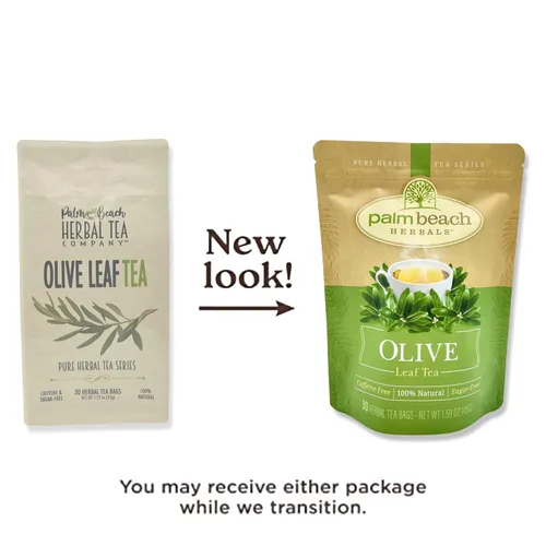 Vista 2 de Té de hoja de olivo - Serie de té de hierbas puro de Palm Beach Herbals (30 unidades) [El embalaje puede variar]