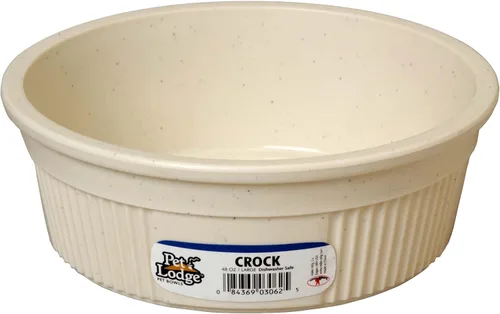 Vista 3 de Pet Lodge® Crock Pet Bowl Plástico resistente Alimento para perros y agua Granito 2.5 tazas Mediano