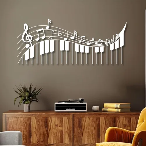 Vista 7 de Nota de metal musical para pared, notas musicales y arte de pared de metal para piano, decoración de pared de metal musical, arte de pared de notas