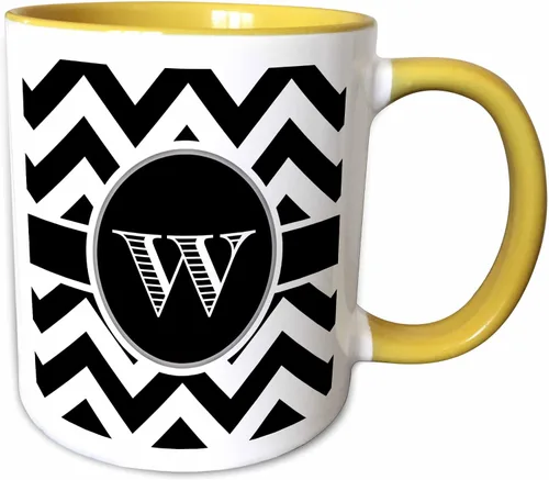 Vista 11 de 3dRose mug _ 222085 _ 1 blanco y negro Chevron monograma W – Taza de cerámica, 11-Ounce 2-Negro/Blanco