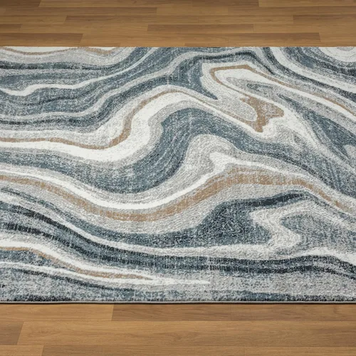 Vista 8 de LUXE WEAVERS - Alfombra abstracta con patrón de mármol azul remolino 5 x 7 pies