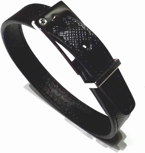 Vista 2 de Montblanc 11291663 - Pulsera de piel sartorial negra 63, M, Acero inoxidable