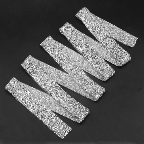 Vista 4 de Tiras de diamantes de imitación de cristal de 1.2 pulgadas de ancho de 2 yardas de cinta de diamante, parche de pegamento decorado con red
