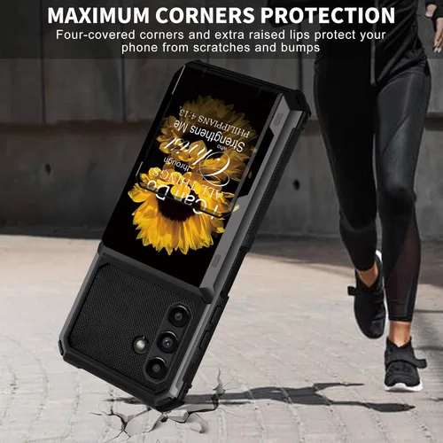 Vista 3 de Funda tipo cartera para Samsung Galaxy A54 5G con ranura para tarjetero, funda con tapa híbrida de doble capa, resistente, a prueba de golpes, funda