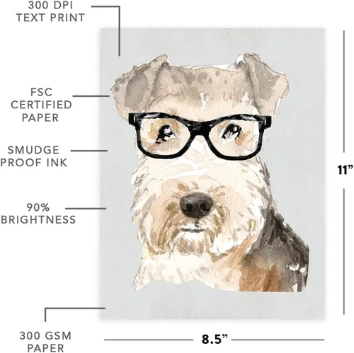Vista 9 de Andaz Press Póster impreso para pared de perro, 8.5 x 11 pulgadas, Bulldog inglés con gafas negras, 1 paquete, regalo de cumpleaños de Navidad, sin
