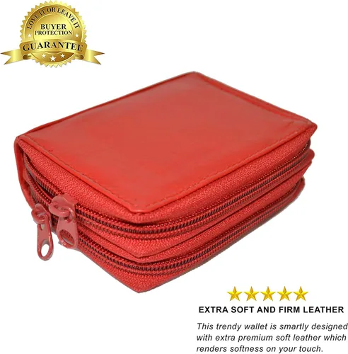 Vista 5 de Leatherboss - Cartera de piel con doble cremallera con seguridad RFID