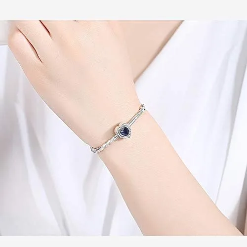 Vista 4 de Bolenvi - Dijes de plata de ley 925 "Heart of the Sea Titanic Blue" para pulseras y collares, el mejor regalo para ella, Metal